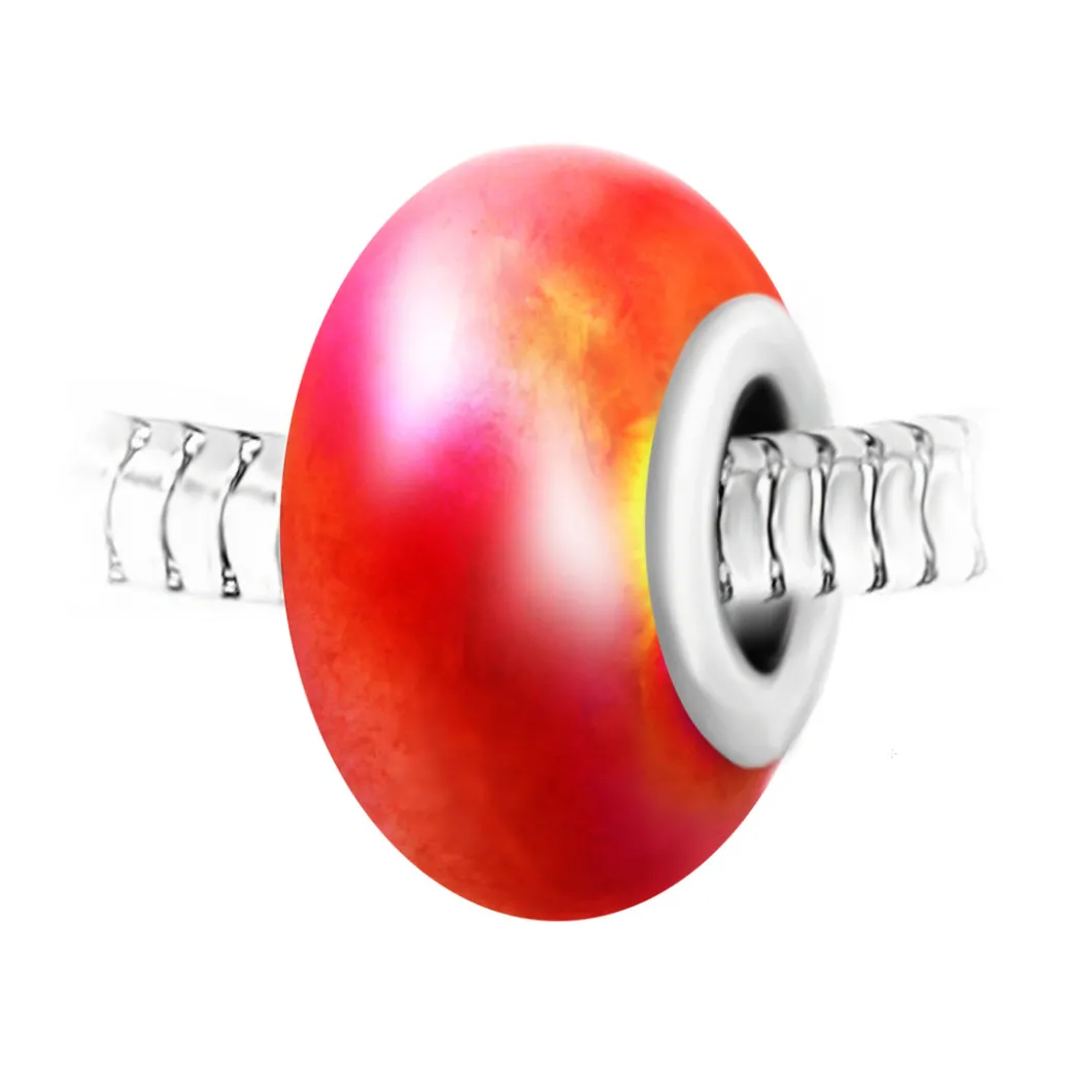 So Charm Bijoux Charms<Charm perle verre nacrée rouge et acier par SC Crystal