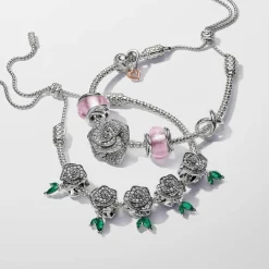 Pandora Charms<Charm Rose Épanouie Scintillante