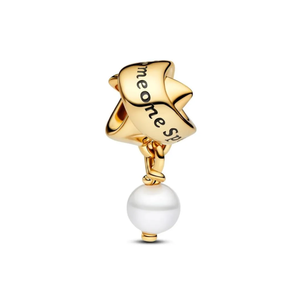 Pandora Charms<Charm Ruban Perle de culture d’eau douce traitée