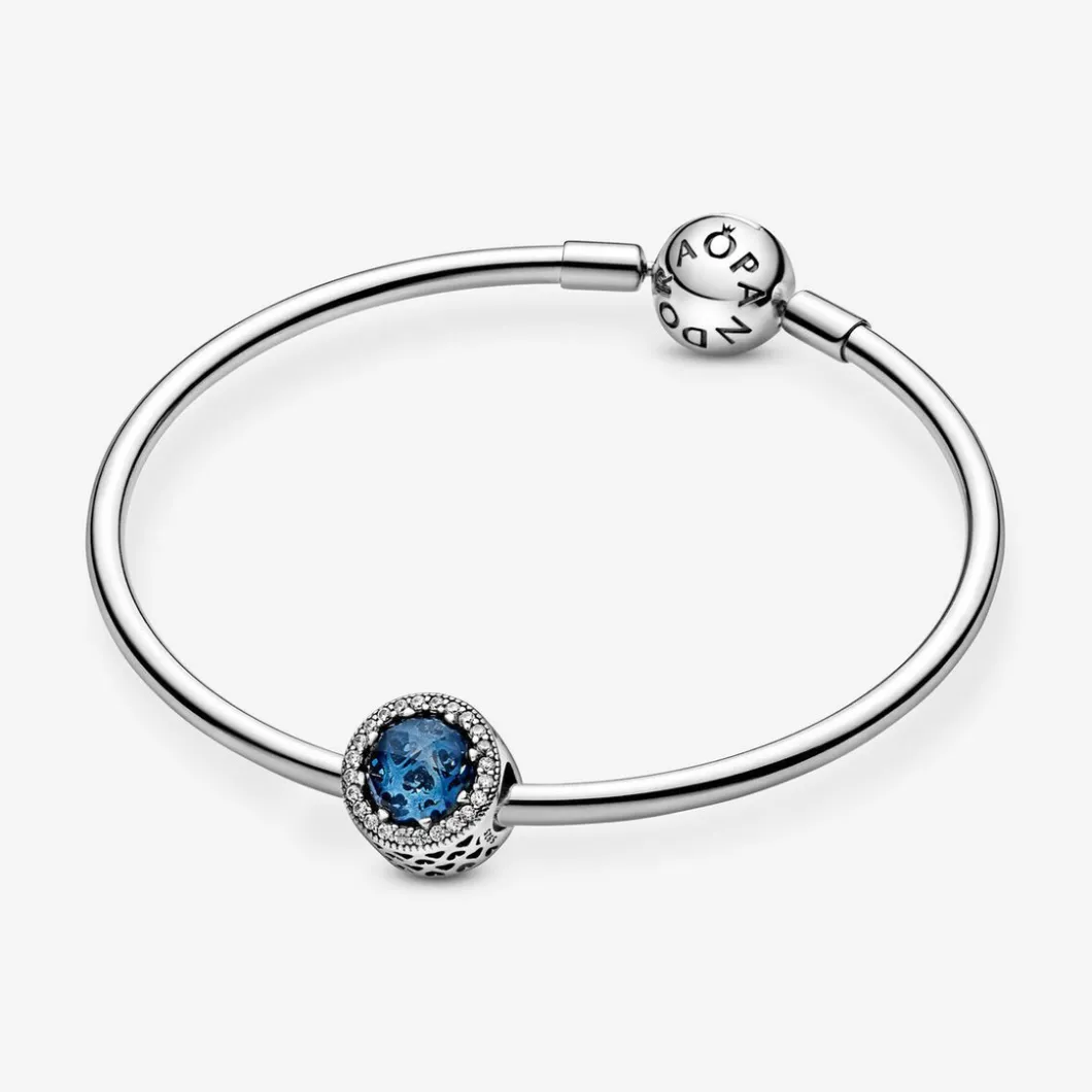 Pandora Charms<Charm scintillant bleu foncé Moments