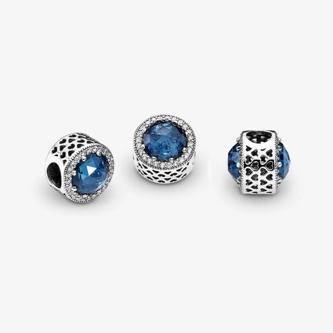 Pandora Charms<Charm scintillant bleu foncé Moments