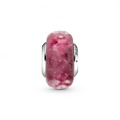 Pandora Charms<Charm Verre de Murano Rose Ondulé Fantaisie Moments