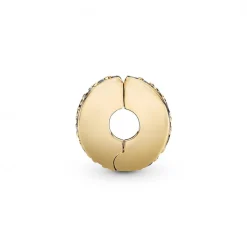 Pandora Charms<Charms Clip Pavé Transparent Moments - Métal Doré à l'or fin 585/1000
