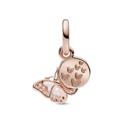 Pandora Charms<Charms Pendant double Papillon Rose et Citation -