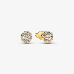 Pandora Boucles D'Oreilles<Clous d’Oreilles Halo Rond Pavé