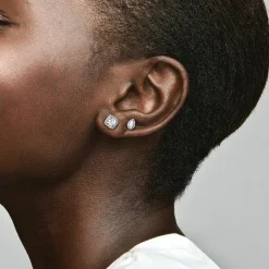 Pandora Boucles D'Oreilles<Clous d'Oreilles Halo Scintillant Carrés Signature