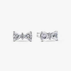 Pandora Boucles D'Oreilles<Clous d’Oreilles Nœud Scintillant Argent