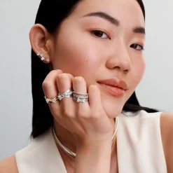 Pandora Boucles D'Oreilles<Clous d’Oreilles Nœud Scintillant Doré