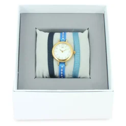 Les Interchangeables Montre Fabriquée En France<Coffret A57144 - Montre Ruban Boîtier Doré Jaune Femme
