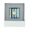 Les Interchangeables Montre Fabriquée En France<Coffret A56810- Montre Ruban Bracelet Bleu Boîtier Doré Jaune