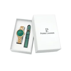 Pierre Lannier Montre Cuir<Coffret Montre Femme Betty - 351J562 Bracelet Cuir Vert