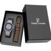 Pierre Lannier Montre Automatique|Montre Fabriquée En France<Coffret 391C168 - Montre automatic Boîtier acier poli cadran bleu index or rose romain Montres