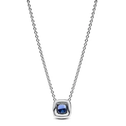 Pandora Collier Et Pendentif<Collier avec Pendentif Halo Bleu Carré Scintillant