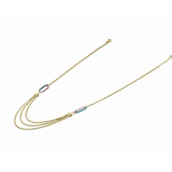Clyda Bijoux Collier Et Pendentif<Collier Boheme Acier Doré 3 Chaines 46/48/50 + 3 cm Et Résine