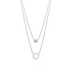Maison de la Bijouterie Collier Et Pendentif<Collier fantaisie double rond oxyde Femme argent VWZUY345