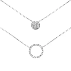 Maison de la Bijouterie Collier Et Pendentif<Collier fantaisie double rond oxyde Femme argent VWZUY345