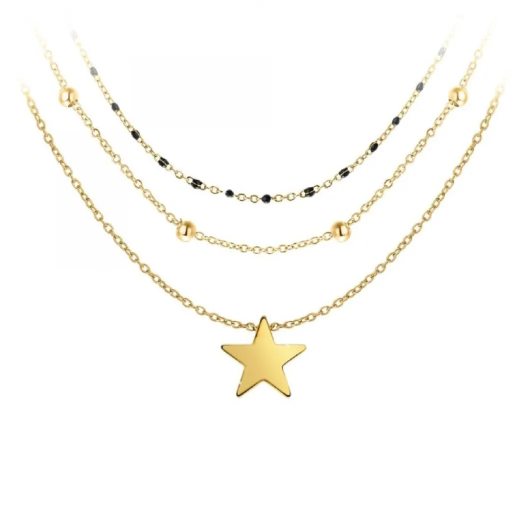 Angèle M Bijoux Collier Et Pendentif<Collier femme B2097-DORE+B2370-DORE+B2394-NOIR
