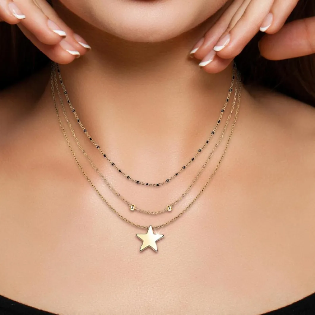 Angèle M Bijoux Collier Et Pendentif<Collier femme B2097-DORE+B2370-DORE+B2394-NOIR