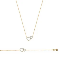 Maison de la Bijouterie Collier Et Pendentif<Collier Femme plaqué or double coeurs UWZ6V645