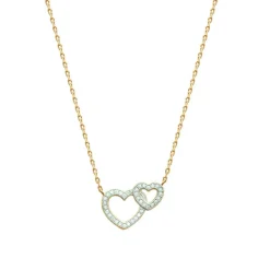 Maison de la Bijouterie Collier Et Pendentif<Collier Femme plaqué or double coeurs UWZ6V645