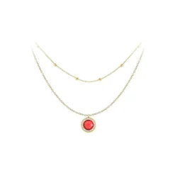 So Charm Bijoux Collier Et Pendentif<Collier Femme So Charm - B2126-ROUGE+B2370-DORE - Collier Mode Doré