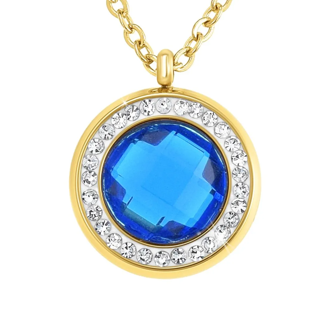 So Charm Bijoux Collier Et Pendentif<Collier Femme So Charm - B2126- - Collier Mode Doré Bleu