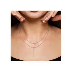 So Charm Bijoux Collier Et Pendentif<Collier Femme So Charm - B2274-ARGENT+B2382-ARGENT-10004-WHITE - Collier Mode Argenté