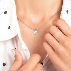 So Charm Bijoux Collier Et Pendentif<Collier Femme So Charm - B1498-B - Collier Initiale Argenté