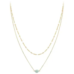 So Charm Bijoux Collier Et Pendentif<Collier Femme So Charm - B4277-DORE-AMAZONITE - Collier Mode Doré