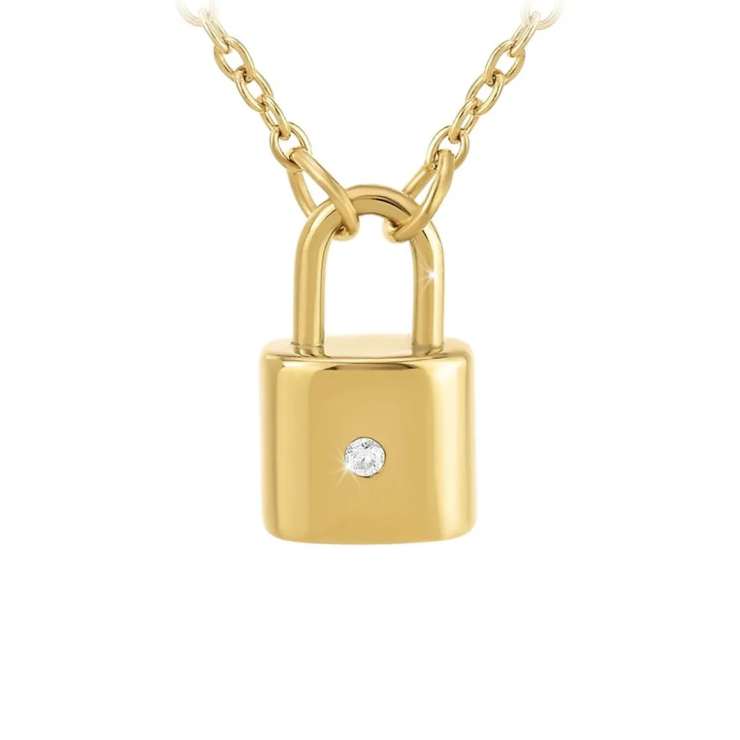 So Charm Bijoux Collier Et Pendentif<Collier Femme So Charm - BD3169-DORE-DIAMANT - Collier Cadenas Doré