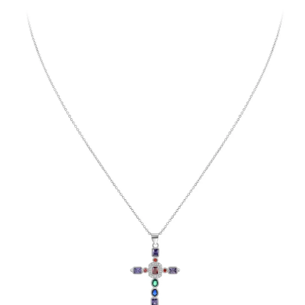 So Charm Bijoux Collier Et Pendentif<Collier Femme So Charm - B2684 - Collier Croix Argenté