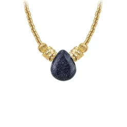 So Charm Bijoux Collier Et Pendentif<Collier Femme So Charm - B4179- - Collier Mode Doré Bleu