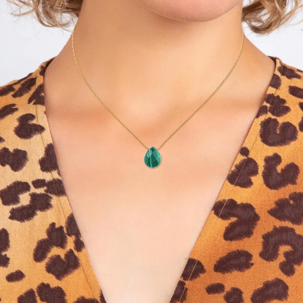 So Charm Bijoux Collier Et Pendentif<Collier Femme So Charm - B2498-MALACHITE - Collier Mode Doré Vert