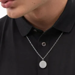 Boss Bijoux Collier Et Pendentif<Collier Homme Double B Coin-1580761 Acier Argent