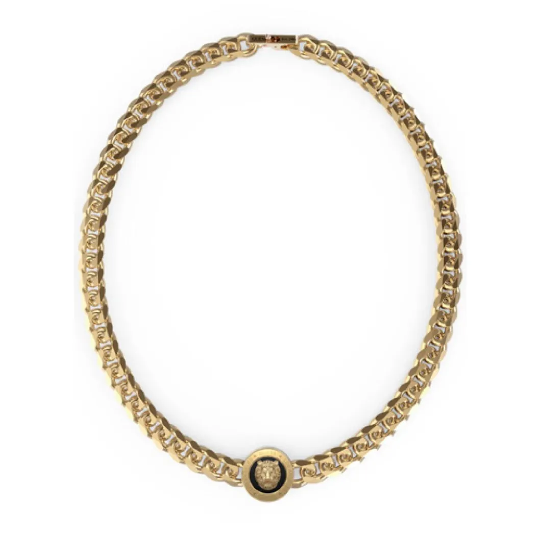 Guess Bijoux Collier Et Pendentif<Collier Lion King Acier Doré Tête De Lion Dorée 21 Mm Fond Noir