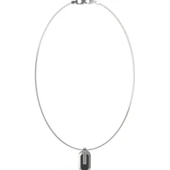 Guess Bijoux Collier Et Pendentif<Collier Racer Tag Acier Rhodié, Fibre De Carbone Et Émail