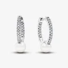 Pandora Boucles D'Oreilles<Créoles femme argent sterling avec zircons et perle Timeless