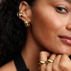 Pandora Boucles D'Oreilles<Créoles Ondulées Métal Doré 263874C00