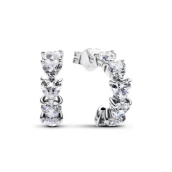 Pandora Boucles D'Oreilles<Créoles Ouvertes Cœurs Scintillantes