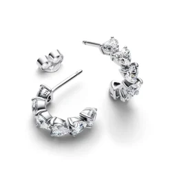 Pandora Boucles D'Oreilles<Créoles Ouvertes Cœurs Scintillantes
