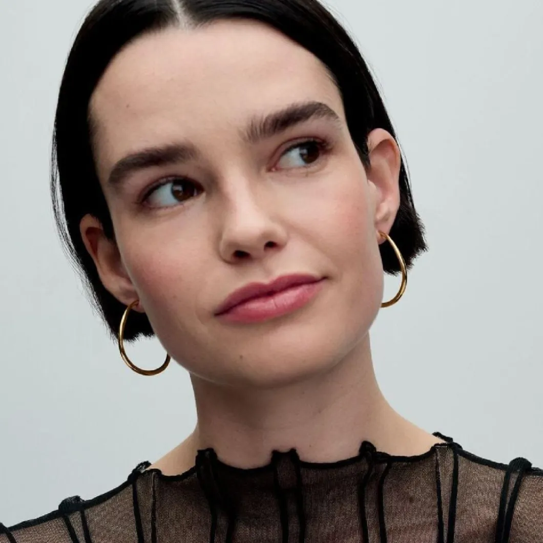 Pandora Boucles D'Oreilles<Créoles Ouvertes de Forme Organique 42mm Doré