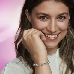 Pandora Charms<Double Link métallique Pavé ME - Argent