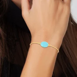 So Charm Bijoux Bracelets<Jonc Femme So Charm - B2492-TURQUOISE - Bracelet Mode Doré