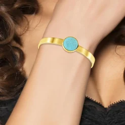 So Charm Bijoux Bracelets<Jonc Femme So Charm - B2494-TURQUOISE - Bracelet Mode Doré