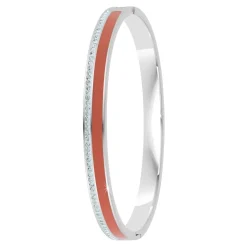 So Charm Bijoux Bracelets<Jonc Femme So Charm - B4338-ARGENT-ORANGE - Bracelet Email Argenté