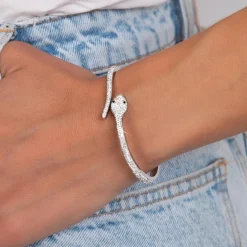 So Charm Bijoux Bracelets<Jonc Femme So Charm - BD1886-ARGENT-DIAMANT - Bracelet Serpent Argenté