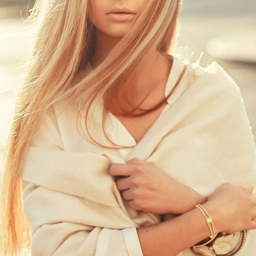 So Charm Bijoux Bracelets<Jonc Femme So Charm - B4237-AVENTURINE - Bracelet Mode Doré Vert