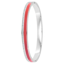 So Charm Bijoux Bracelets<Jonc Femme So Charm - B4338-ARGENT-ROUGE - Bracelet Email Argenté