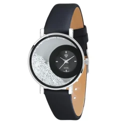 So Charm Montres Montre Cuir<Montre Aude élégante noire ornée de Cristaux scintillants