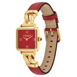 Coach Montre Cuir<Montre 14504358 - Montre Cuir Rouge Femme